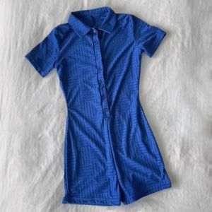 Coral Blue toweling fabric Romper, Size Small